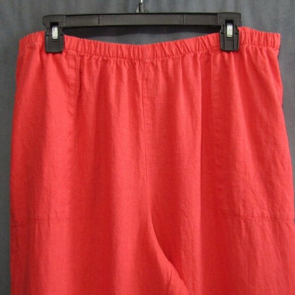 Chicos Design 100% Linen Coral Capri Pants Women Size XL 3 Pull On Crop Wide Leg - Picture 2 of 8